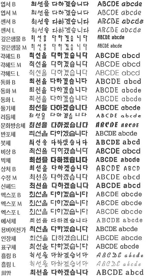 서체/최선을다하겠습니다/ABCDE abcde